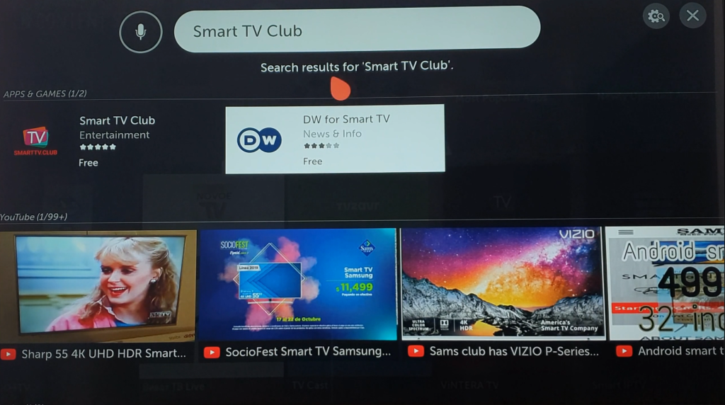 Smart tv clube lg